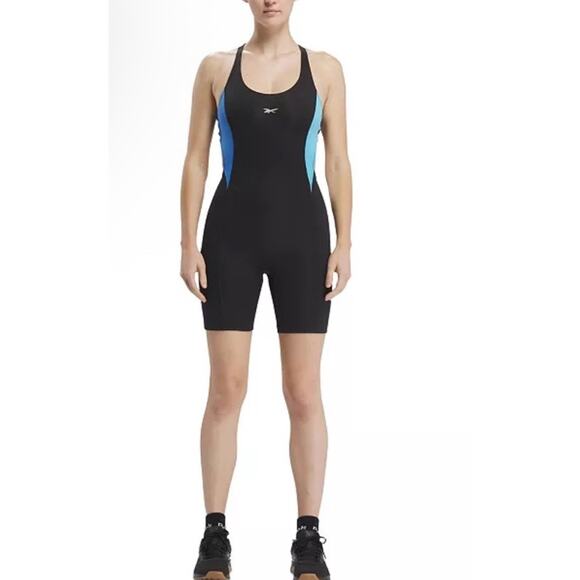 Reebok Women's Black Lux Bold Scoop-Neck Racerback Bodysuit Size L $65 NWT - Picture 1 of 13